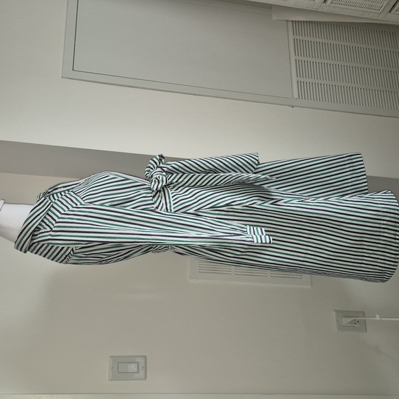 J. Crew Multicolour Striped Button Down Belted Tie Waist Midi Shirtdress Size 6 - Picture 6 of 10